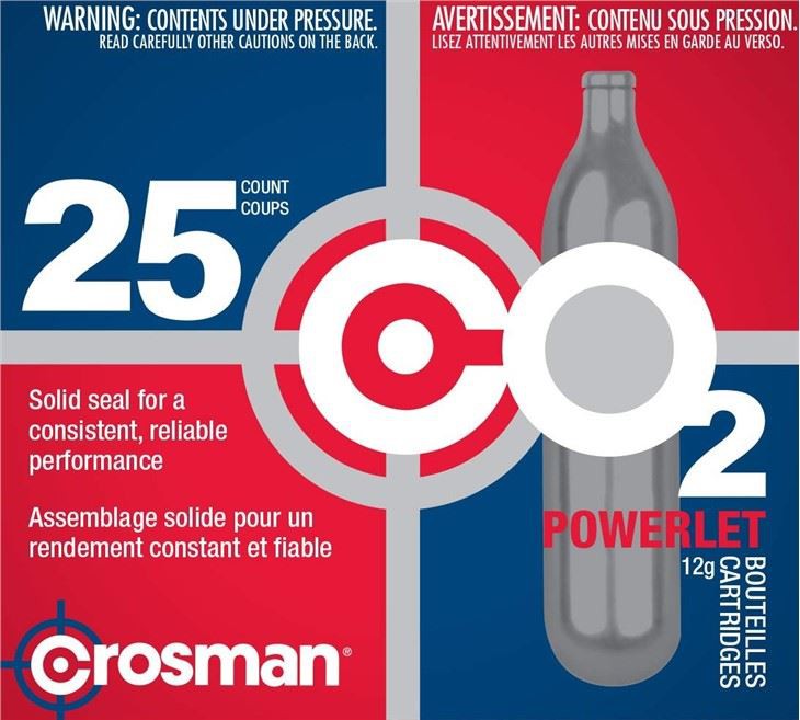 Crosman 12-Gram CO2 Powerlet Cartridges For Use With Air Rifles And Air Pistols