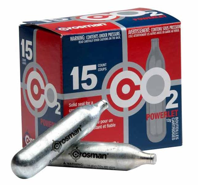 Crosman 12-Gram CO2 Powerlet Cartridges For Use With Air Rifles And Air Pistols